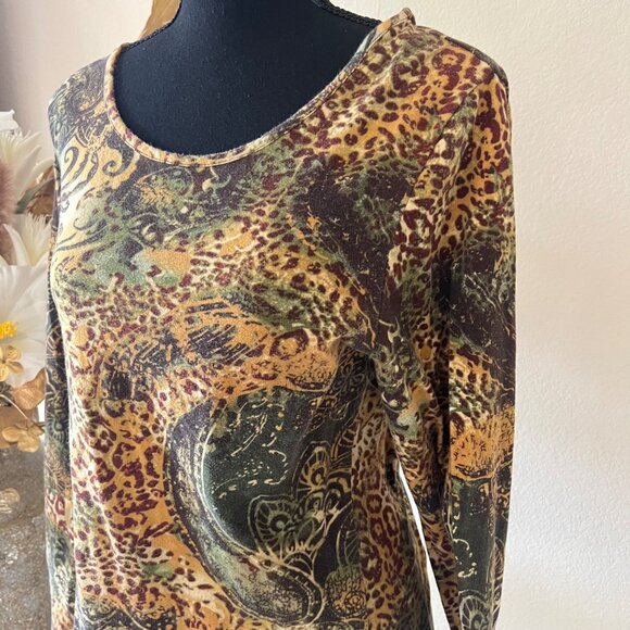 Vintage Jones New York Cheetah Abstract Cotton Top - Picture 2 of 9